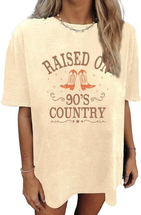 Oversized 90s Country Shirts for Women Raised On 90’S Country Shirt Country Music Tshirt Rock B... | Amazon (US)