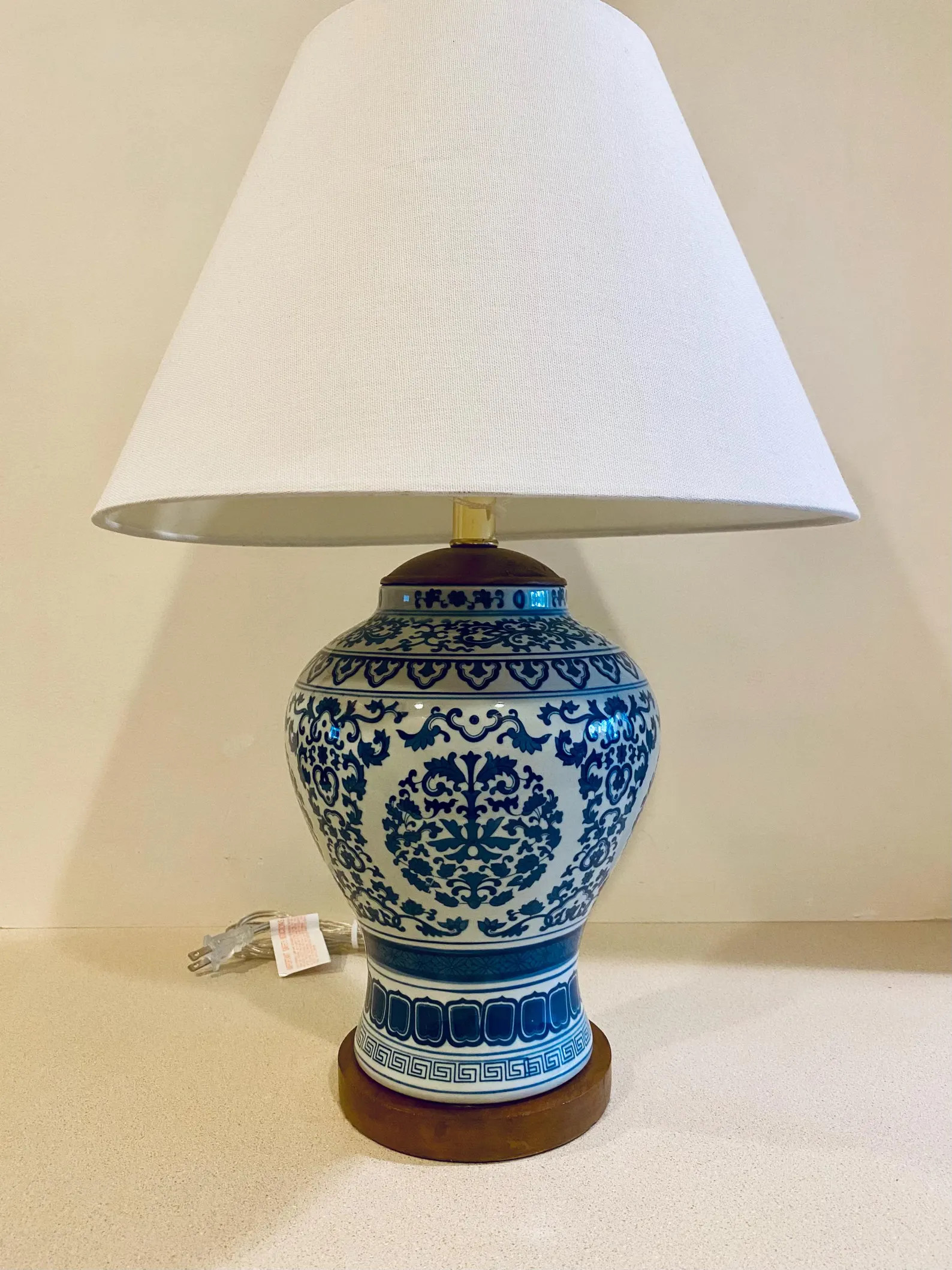 Ralph Lauren Porcelain & Wood Table Lamp 24"h 11'L 9"w Chinoiserie Blue and White No Shade - Etsy | Etsy (Global)