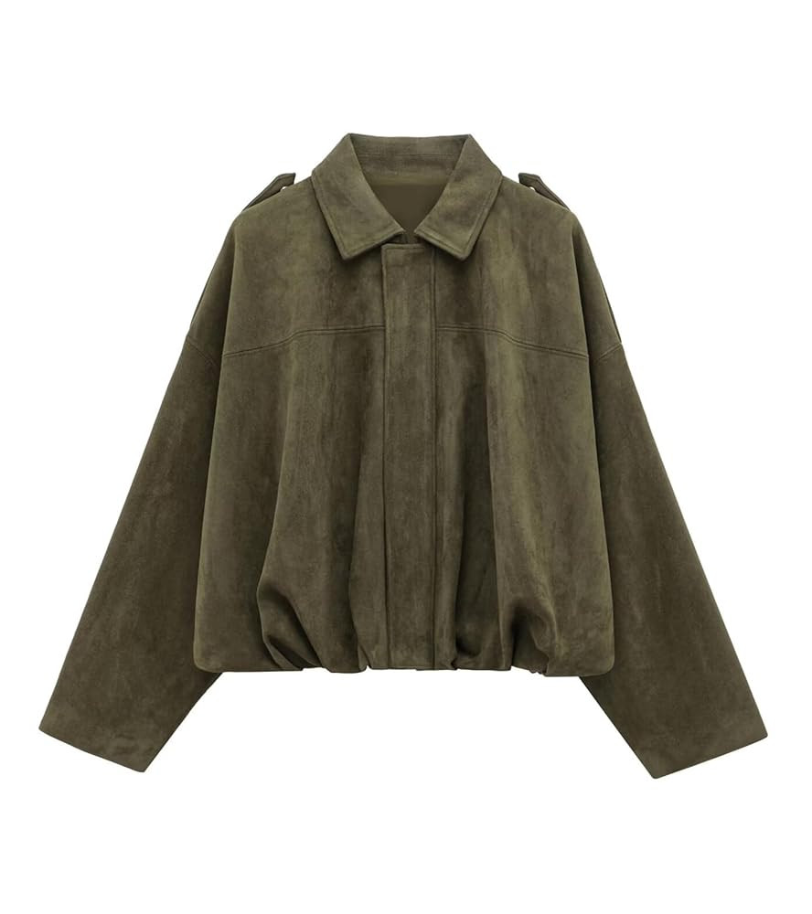 Womens Suede Zipperd Bomber Jacket Lapel Long Sleeve Motorcycle Cropped Coat Y2k Going Out Jacket... | Amazon (US)