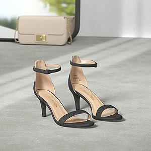 DREAM PAIRS Women's High Heels Flower Ankle Strap Stilettos Round Open Toe Dressy Sexy Sandals | Amazon (US)