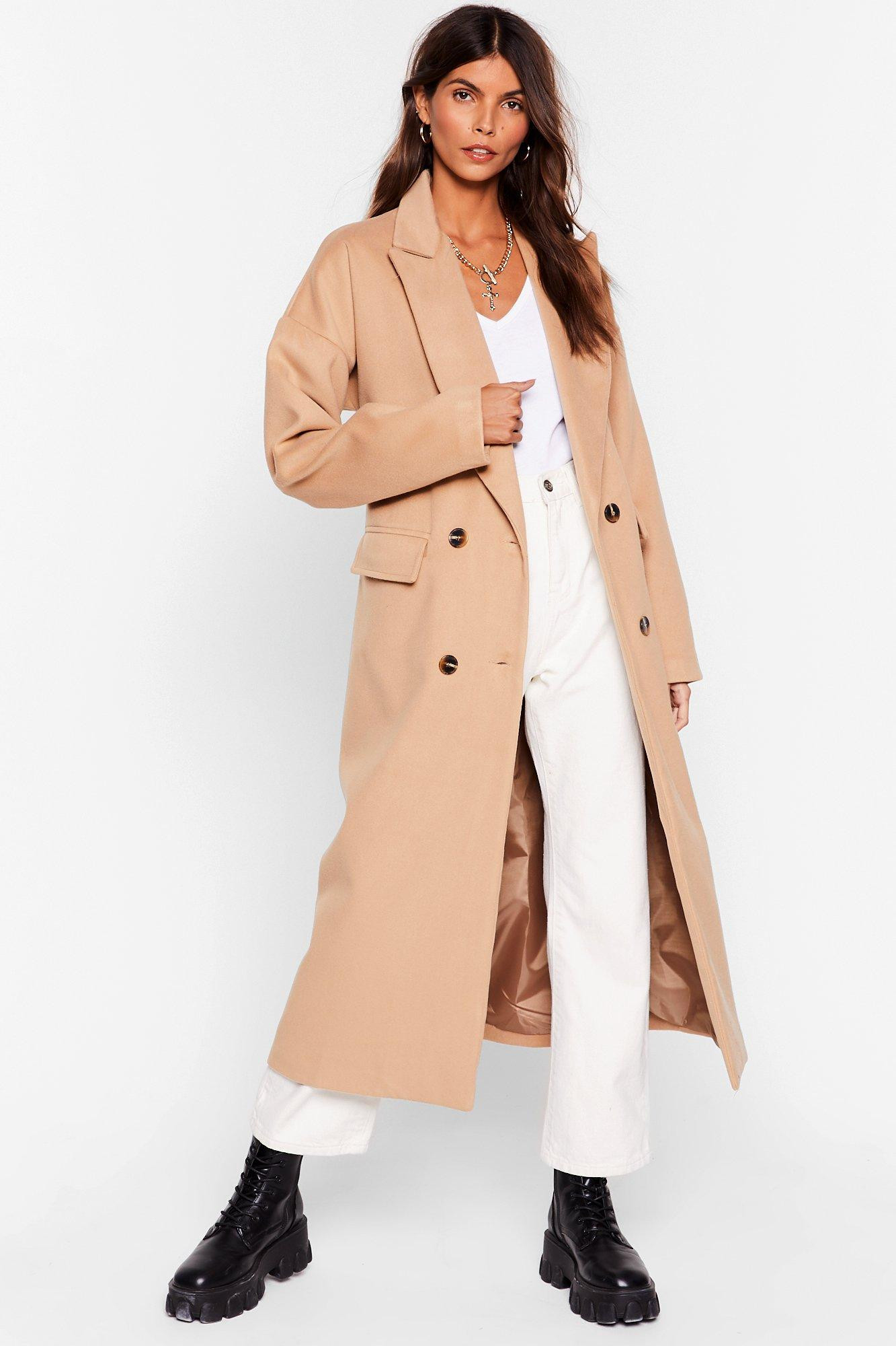 Womens Double It Up Faux Wool Longline Coat - Camel | NastyGal (US & CA)