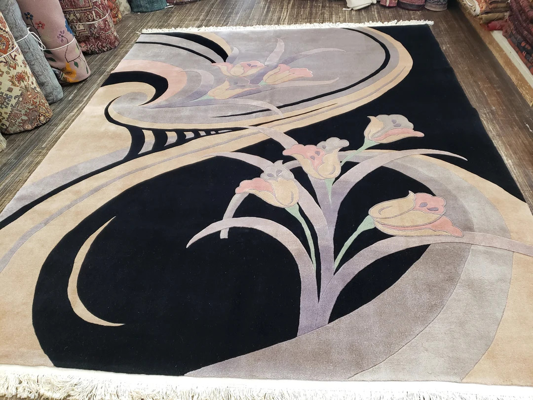 Chinese Art Deco Peking rug  120 line wool hand knotted  rug Aubusson Chinese rug size 8'×10' or... | Etsy (US)