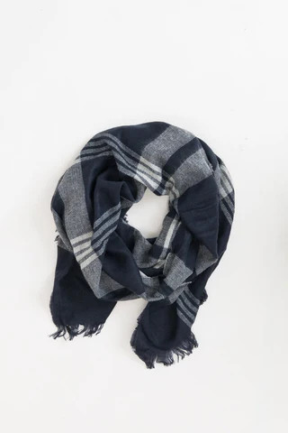 Whitney Navy Plaid Scarf | MORNING LAVENDER