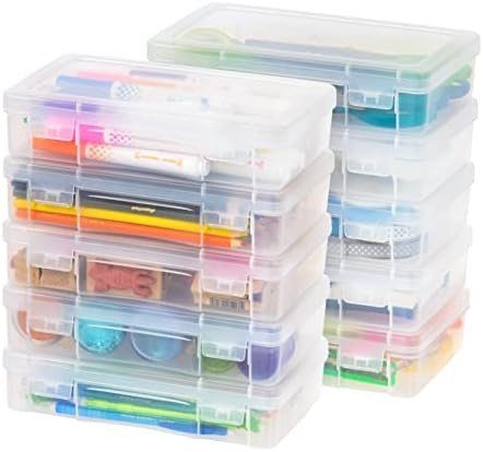 IRIS USA Pencil Case Plastic Pouch Box Storage Organizer for Beads, Pens, and Art Supplies, 10-Pa... | Amazon (US)
