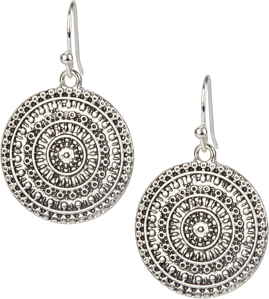Gold Earrings for Women \u2013 Dangle Lightweight Drop Medallion Charm, Vintage Zinc Metal, Trend... | Amazon (US)