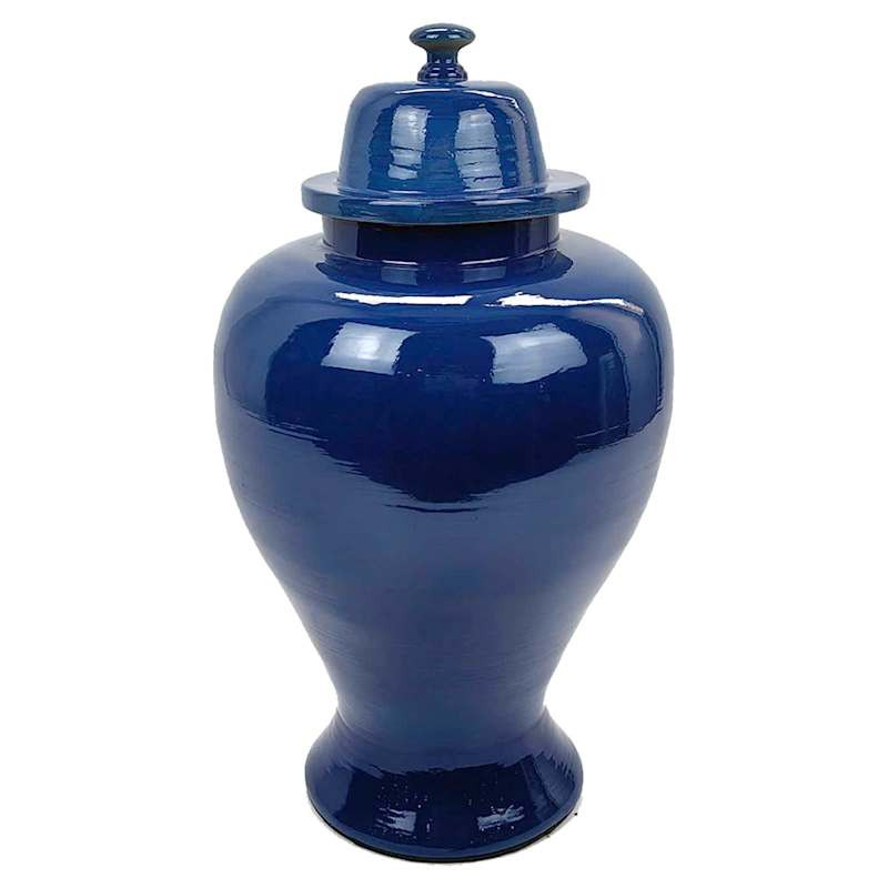 Navy Blue Bamboo Ginger Jar, 12" | At Home