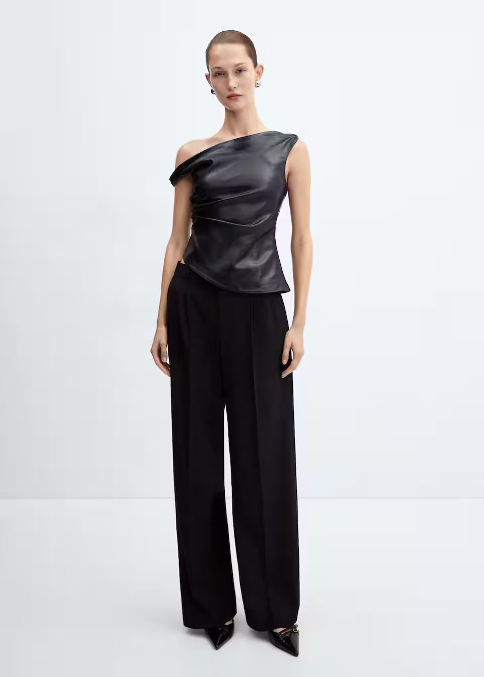 Leather-effect top -  Women | Mango USA | MANGO (US)