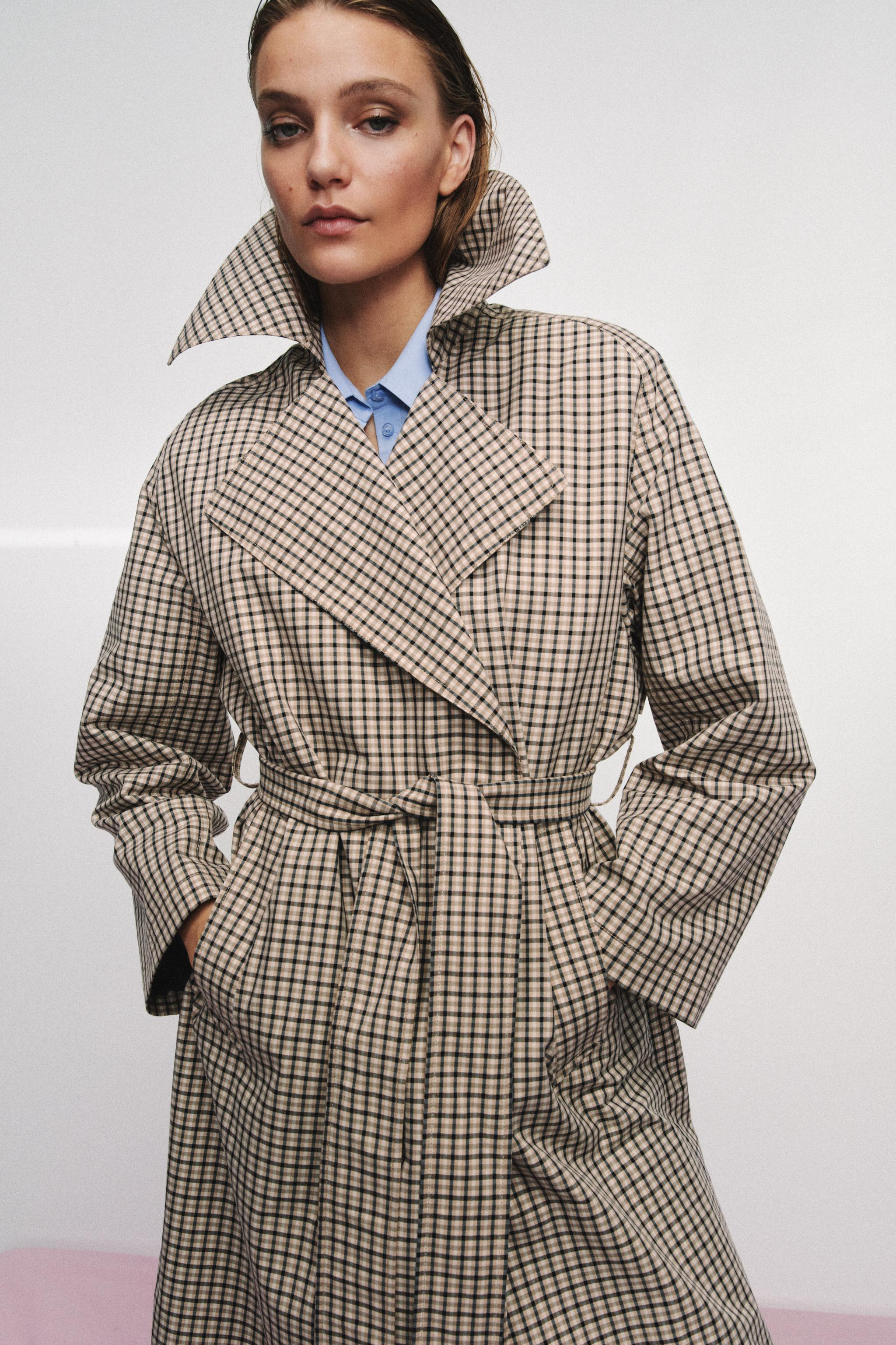 ZW COLLECTION OVERSIZE CHECK TRENCH COAT | Zara US