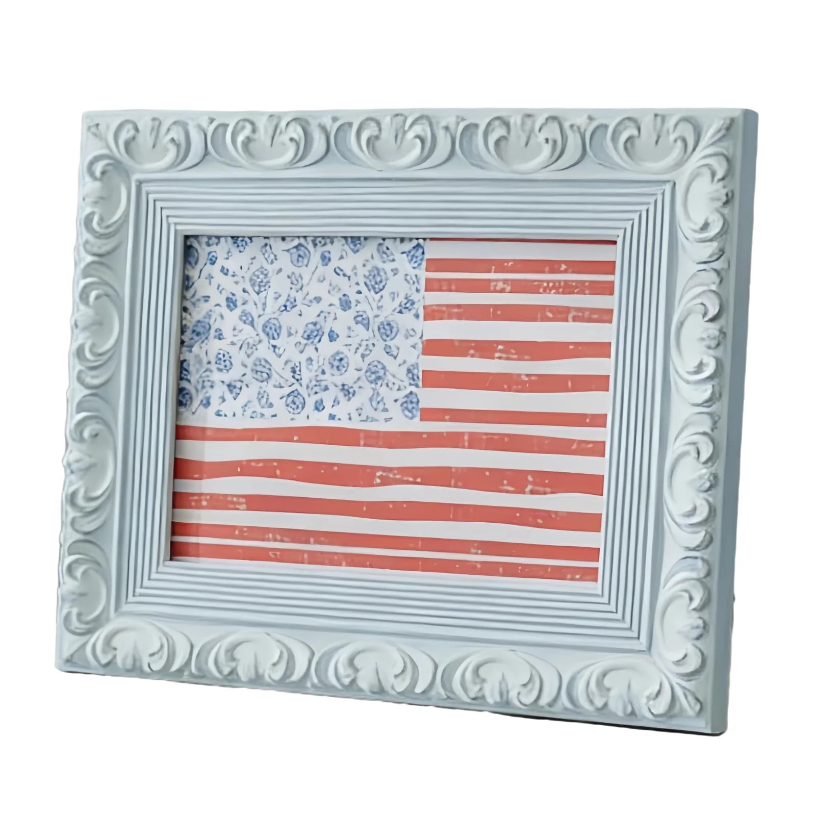 Floral Flag Hanging Sign, Red White Blue Decorations, Patriotic 4th of July Flag Picture Frame 10... | Walmart (US)