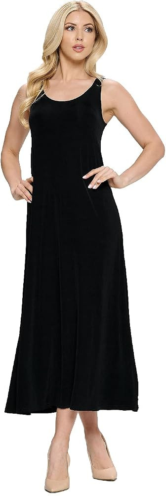 Jostar Women's Tank Long Dress \u2013 Sleeveless Scoop Neck Casual Solid Swing Flowy T Shirt One ... | Amazon (US)