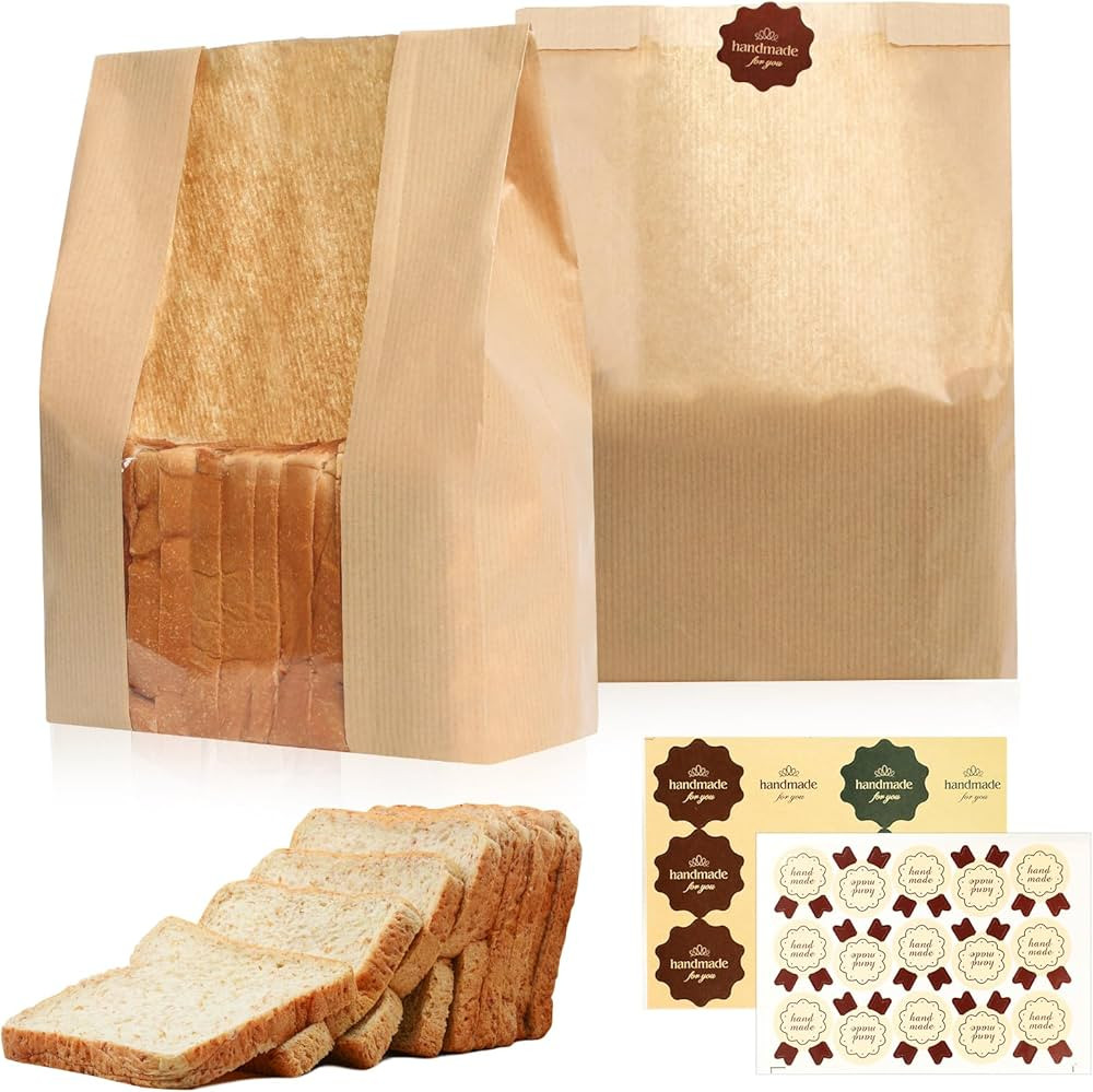60 Pcs Paper Bread Bags for Home Bread Sourdough Bread Bakery Storage Bags with Window Large Bake... | Amazon (US)