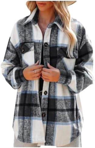 Plaid Shacket Jacket for Women Button Down Long Sleeve Shirts Coat Loose Fall Winter Flannel Outw... | Amazon (US)