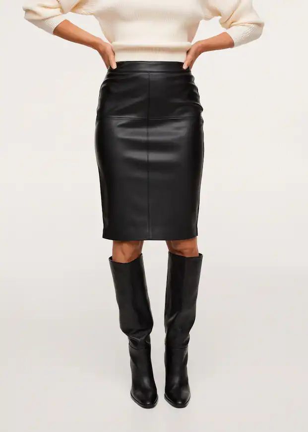 Faux-leather pencil skirt | MANGO (US)