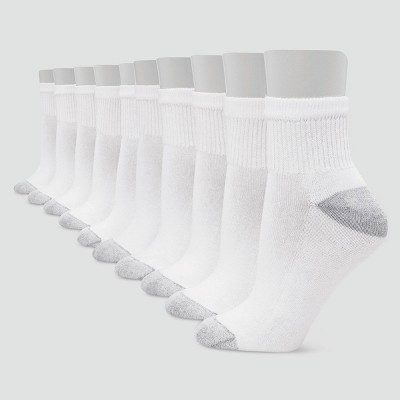 Hanes Women's Cushioned 10pk Ankle Socks - White 5-9: Polyester Reinforced Heel & Toe | Target