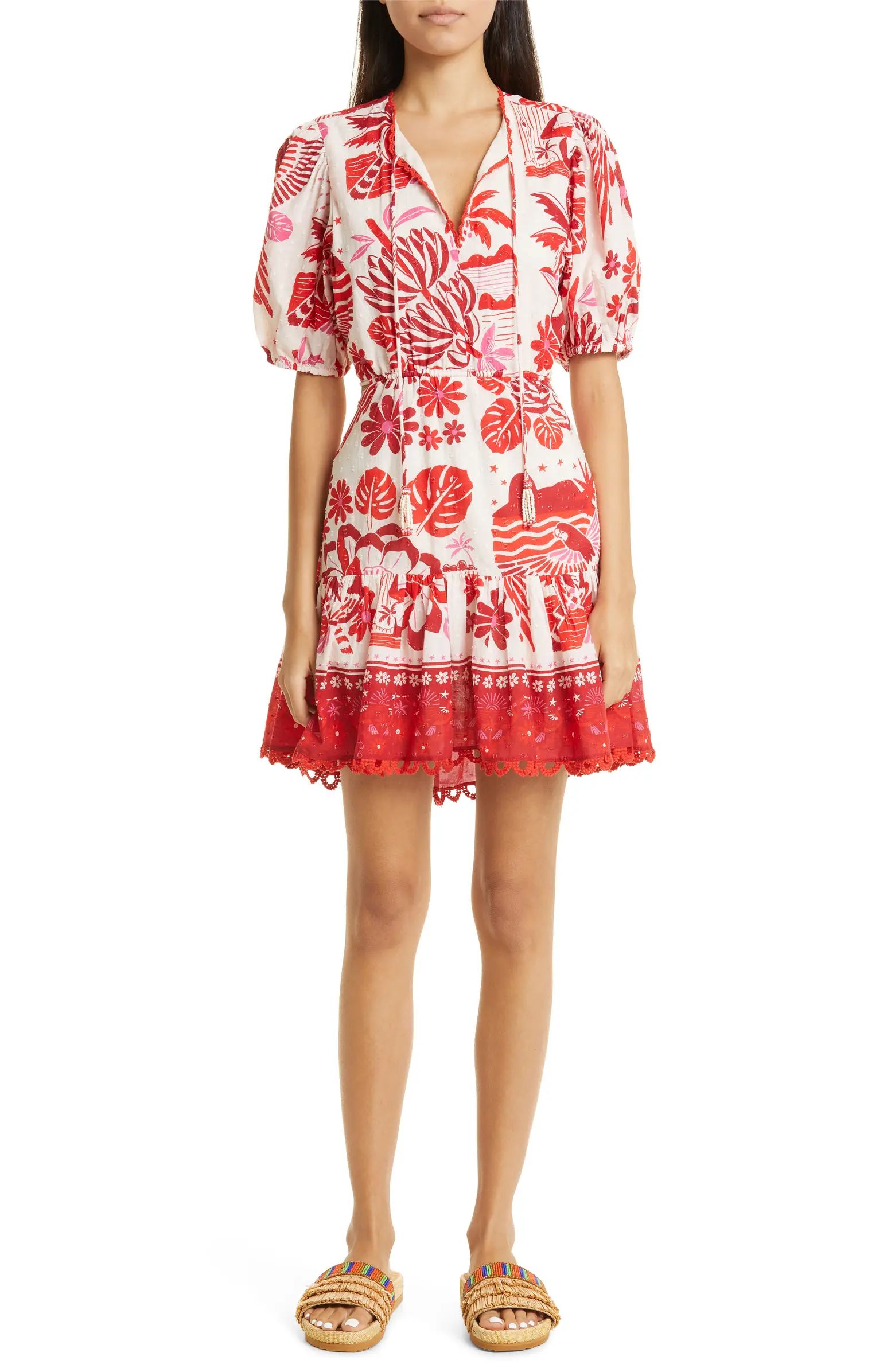Rio Tiles Print Cotton Fit & Flare Dress | Nordstrom