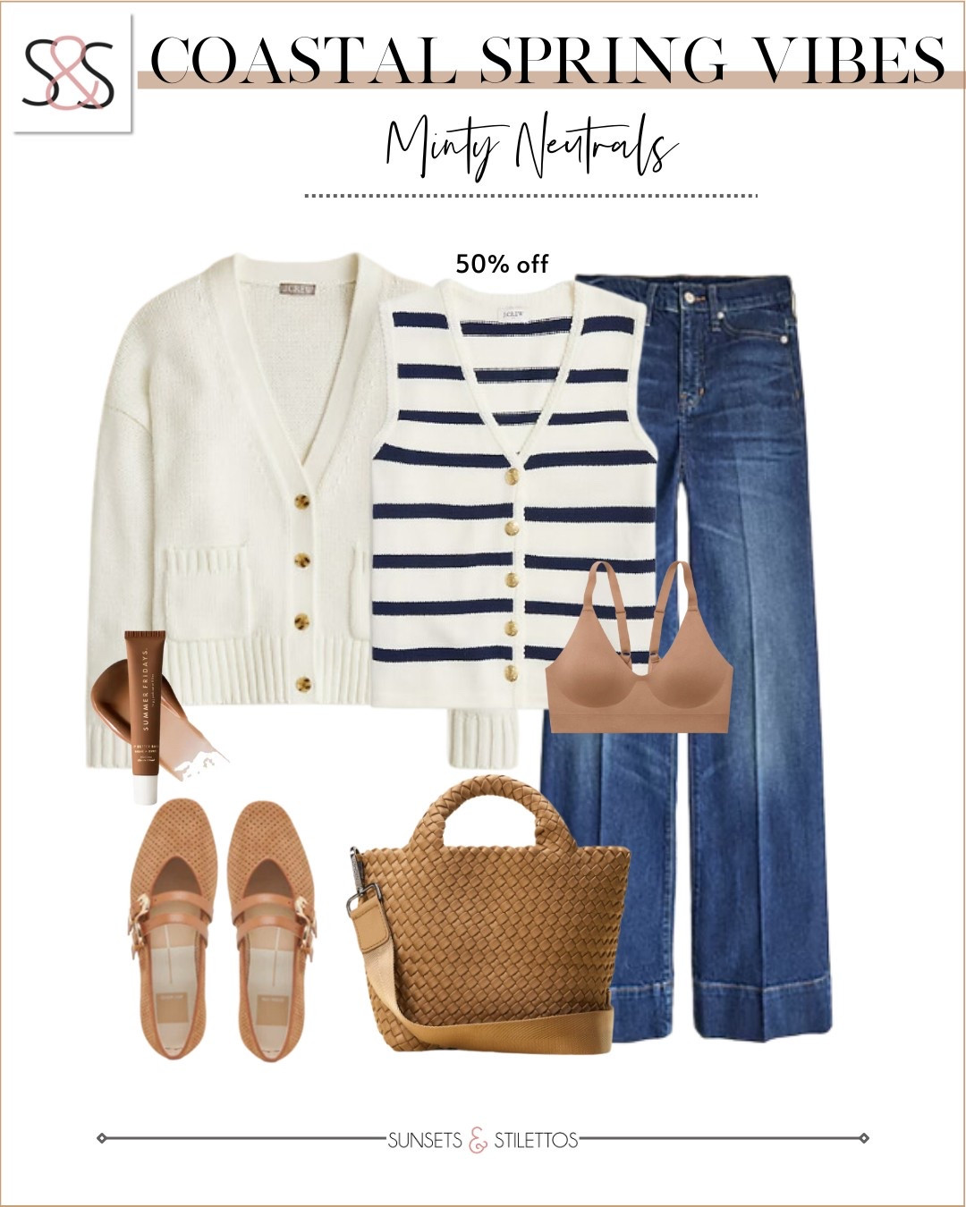Coastal spring outfit! A vest with a cardigan and wide leg jeans is perfect for the weekend or your trip!

Sunsets and Stilettos, vacation travel outfit #LTKSpringSale 

#LTKSeasonal #LTKOver40 #LTKStyleTip