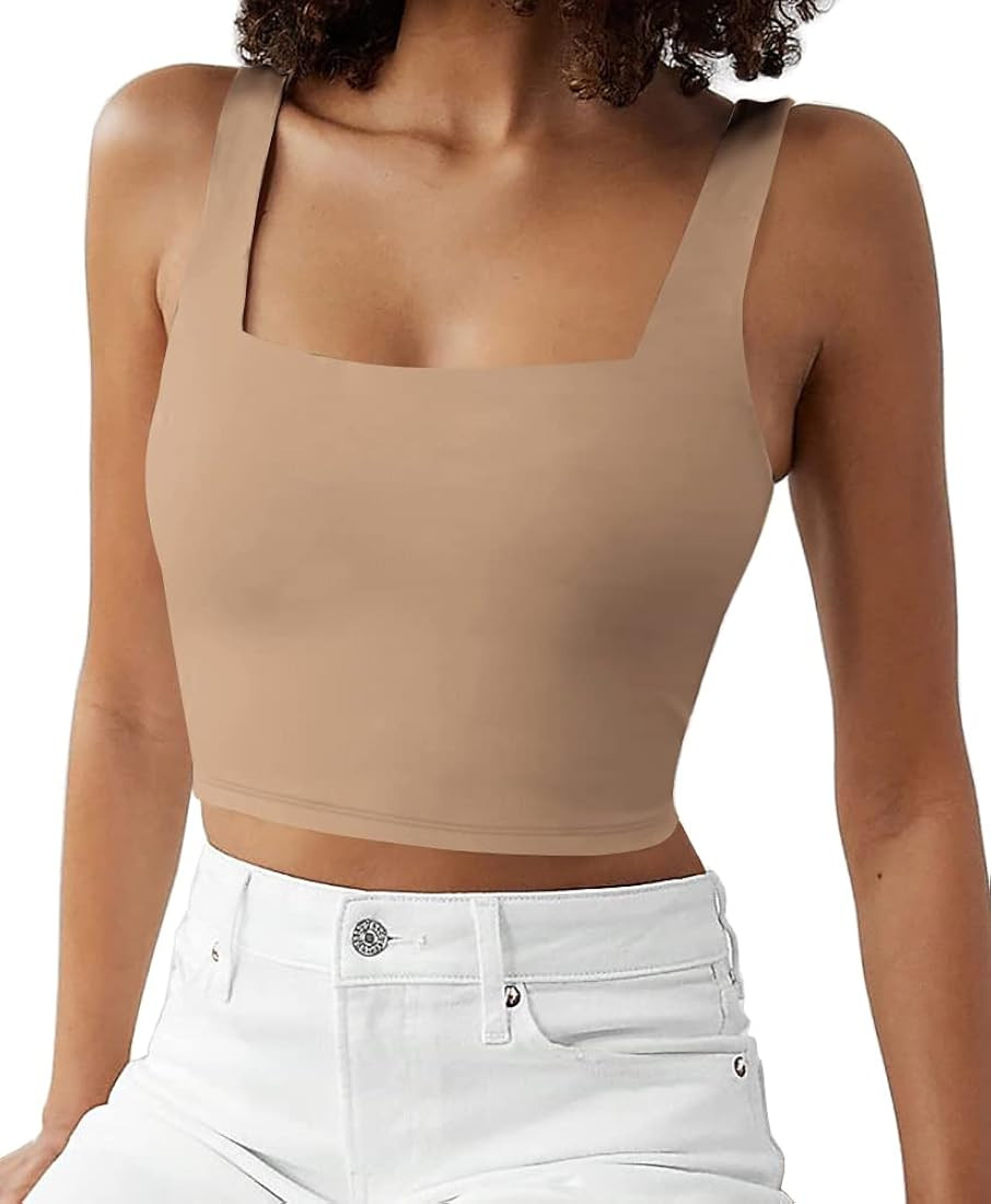 EFAN Womens Summer Sleeveless Racerback Basic Crop Tank Tops Cute Trendy Teen Girls Square Neck H... | Amazon (US)