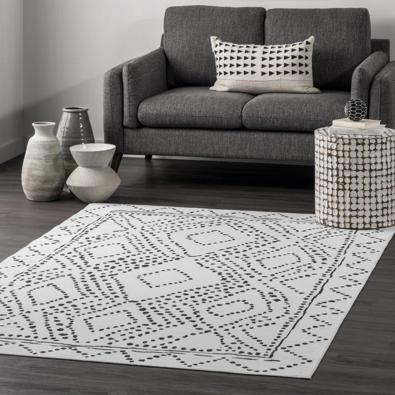 Mcqueary Southwestern Off White/Black Area Rug | Wayfair North America