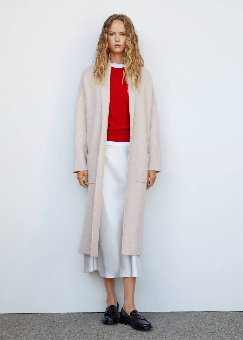 Oversized knitted coat with pockets -  Woman | Mango Canada | Mango Canada