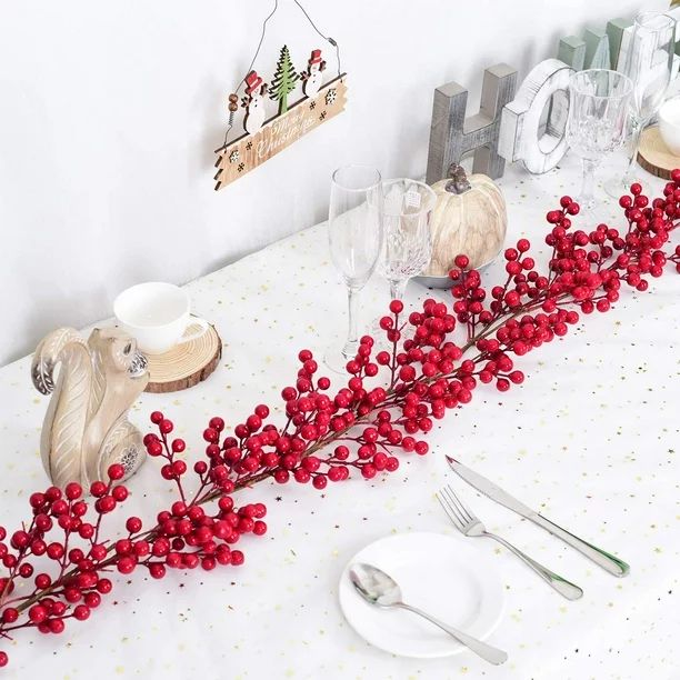 Coolmade Red Berry Garland Christmas Decoration Flexible Artificial Red and Burgundy Berry Garlan... | Walmart (US)