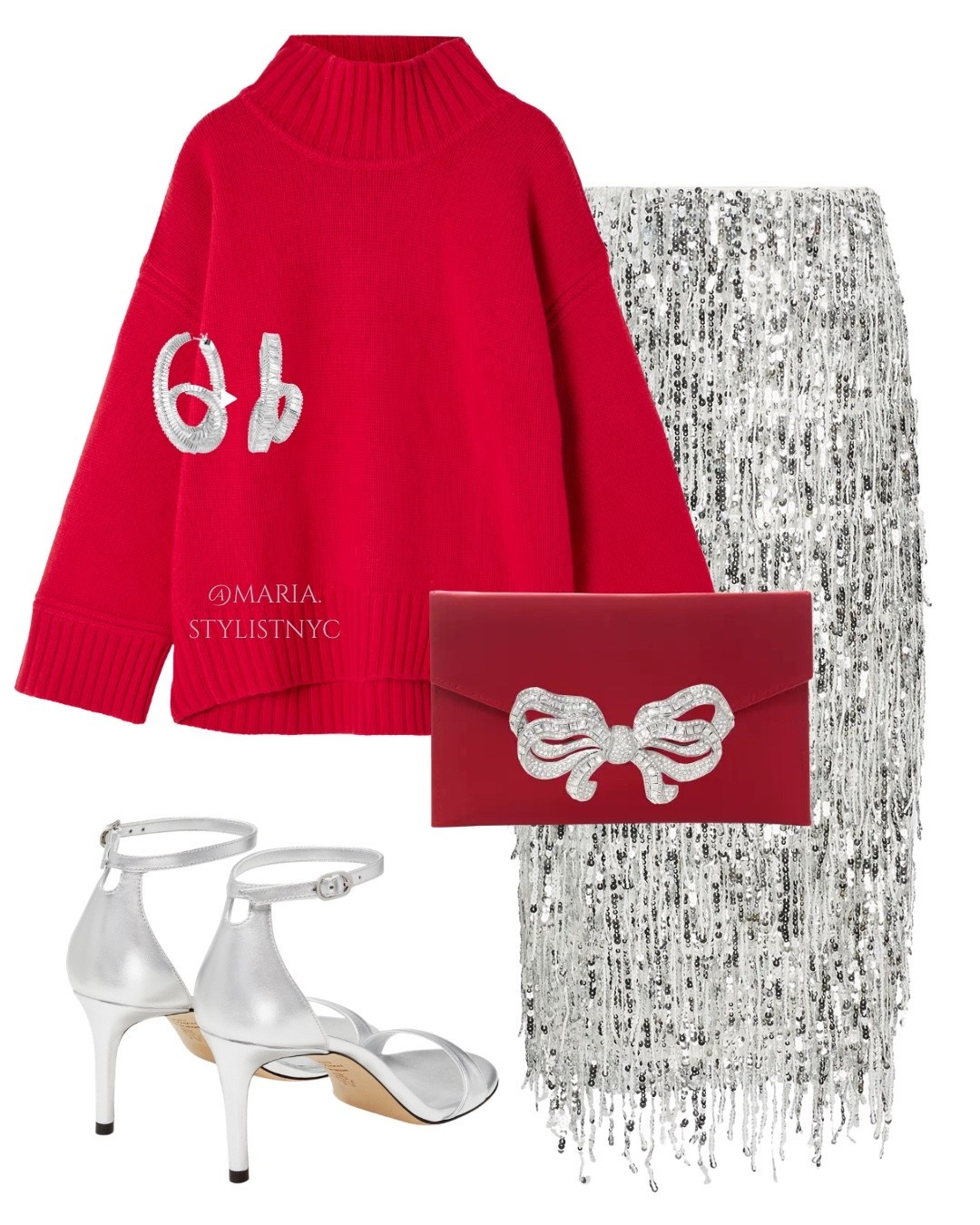Cozy meets Couture. This outfit is the perfect balance for a winter celebration. By pairing a thick, red knit with a shimmering silver fringe skirt, you get all the holiday sparkle without sacrificing warmth 🥰♥️💫✨

#LTKSeasonal #LTKootd #LTKHoliday