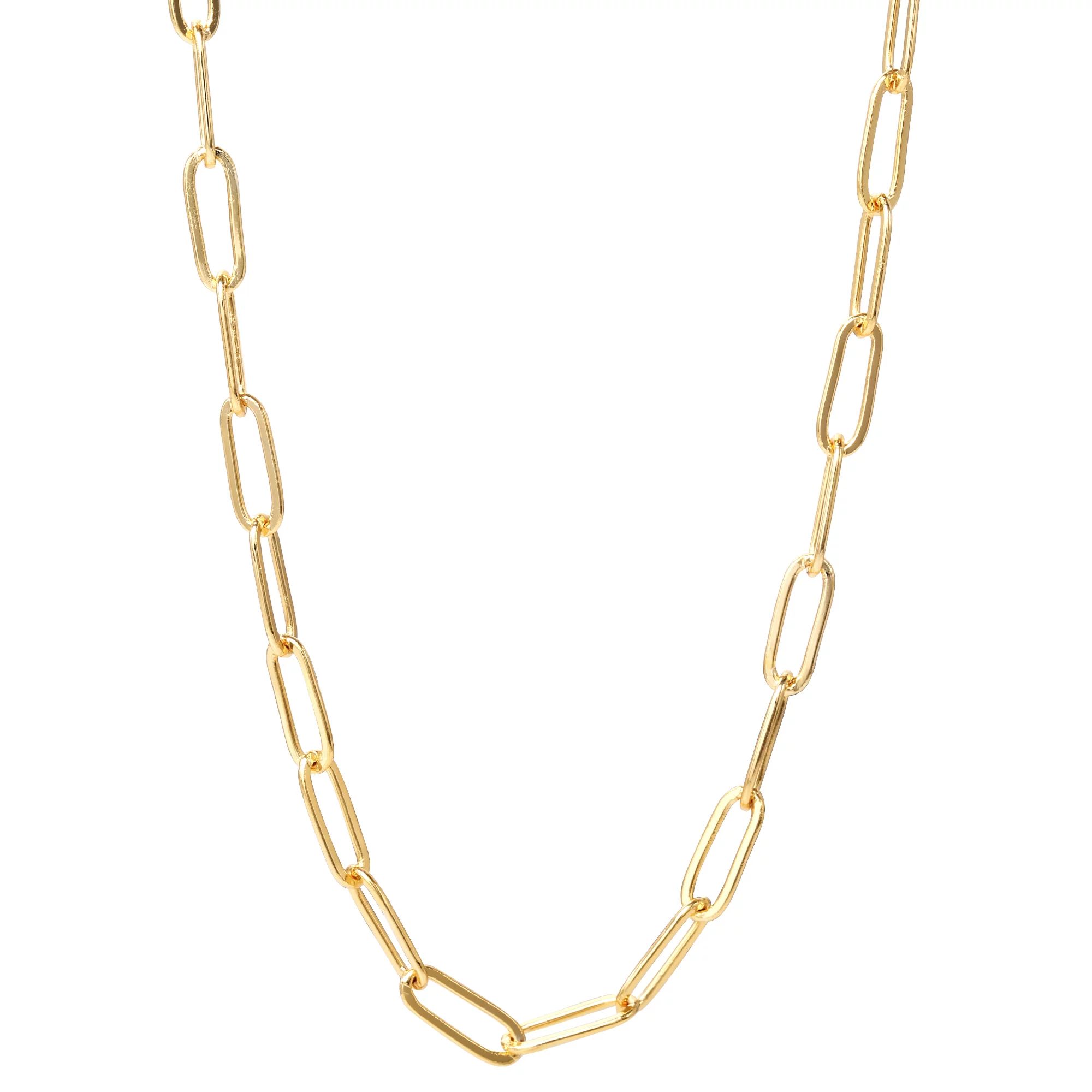 Believe by Brilliance 14kt Gold Flash Plated Paperclip Chain Necklace, 18" + 2" | Walmart (US)