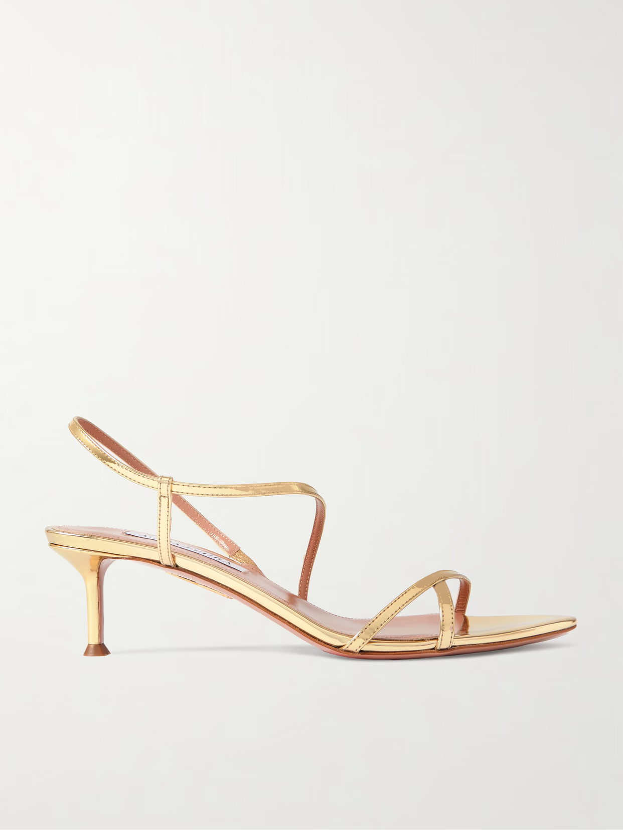 Aquazzura - Tease 50 Metallic Leather Sandals - Gold | NET-A-PORTER (US)