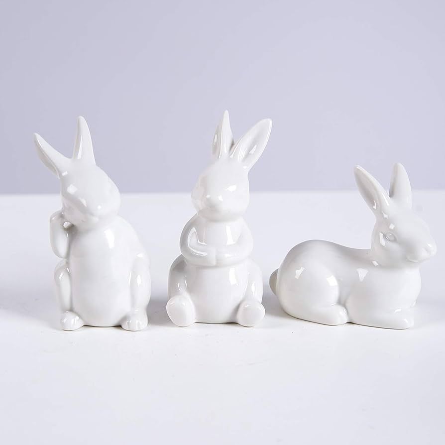 GOODSTART Ceramic Bunny Rabbits Figurine Decor, Porcelain Modern Art Home Decoration, Weddings Cr... | Amazon (US)