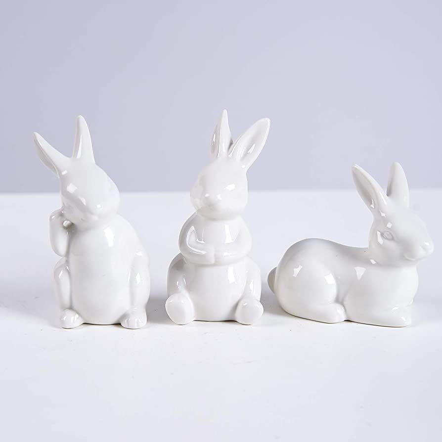 GOODSTART Ceramic Bunny Rabbits Ceramic Bunny Figurine Rabbit Decor, Porcelain Modern Art Home De... | Amazon (US)