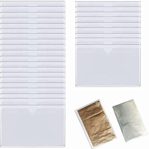 30 Pack Self-Adhesive Index Card Holder Business Card Organizer Crystal Clear Plastic Library Car... | Amazon (US)