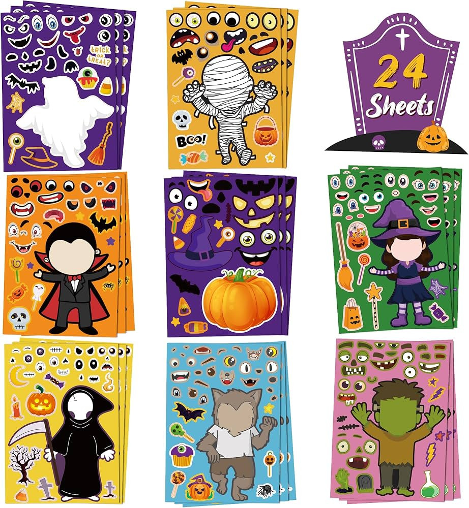 OHOME Halloween Stickers for Kids - Halloween Party Favors - DIY Halloween Crafts Stickers - Hall... | Amazon (US)
