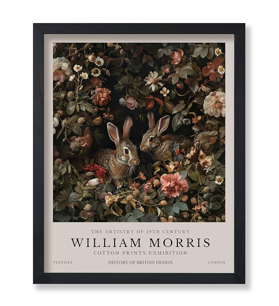 Monem Art William Morris Poster - Bunny Couple Print - Rabbit Art - Botanical Art - Exhibition Ar... | Amazon (US)