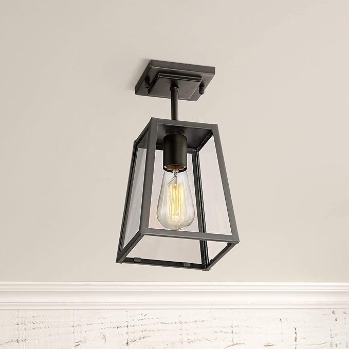 Arrington Modern Industrial Outdoor Ceiling Light Fixture Mystic Black 6" Clear Glass Damp Rated ... | Amazon (US)