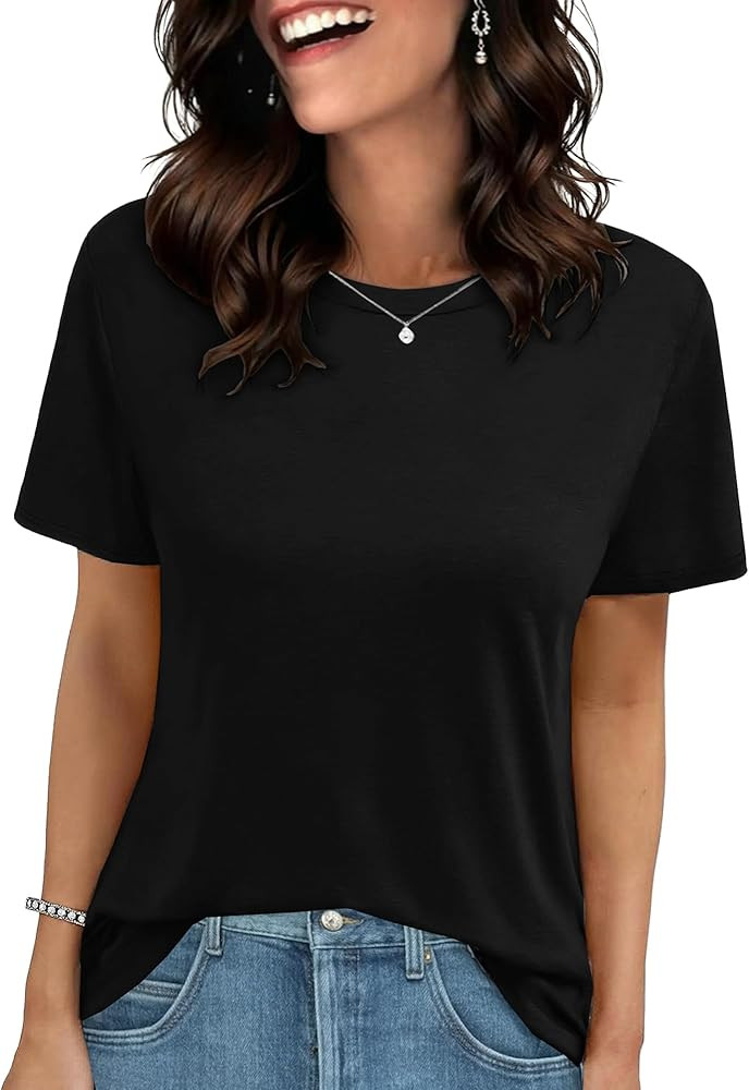 GAYHAY T Shirts for Women - Short Sleeve Spring Summer Tops Soft Basic Tees Beach Vacation Clothe... | Amazon (US)