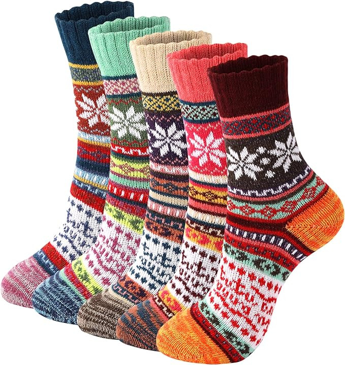 Trifabricy Wool Socks - Vintage Winter Warm Wool Socks for Women, Soft Cozy Socks, Thick Knit Boo... | Amazon (US)