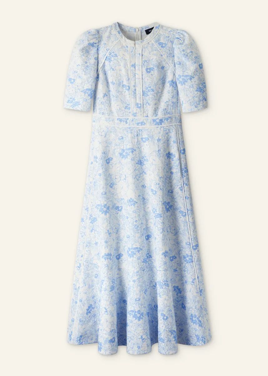 Cotton Jacquard Gardenia Print Maxi Dress | ME+EM US