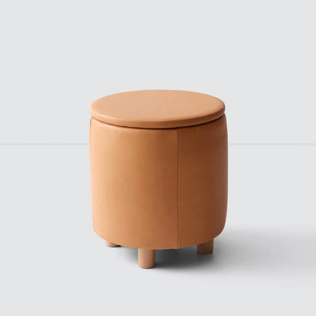 Torres Leather Storage Ottoman - Small | The Citizenry