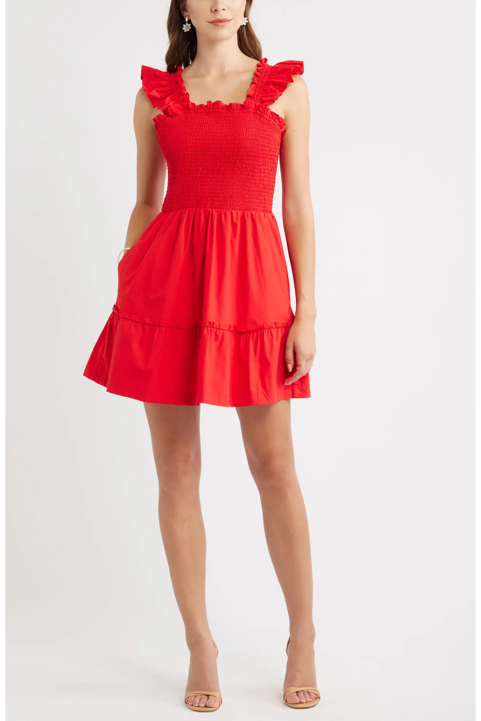 Smocked Tiered Cotton Ruffle Trim Minidress (Women) | Nordstrom | Nordstrom