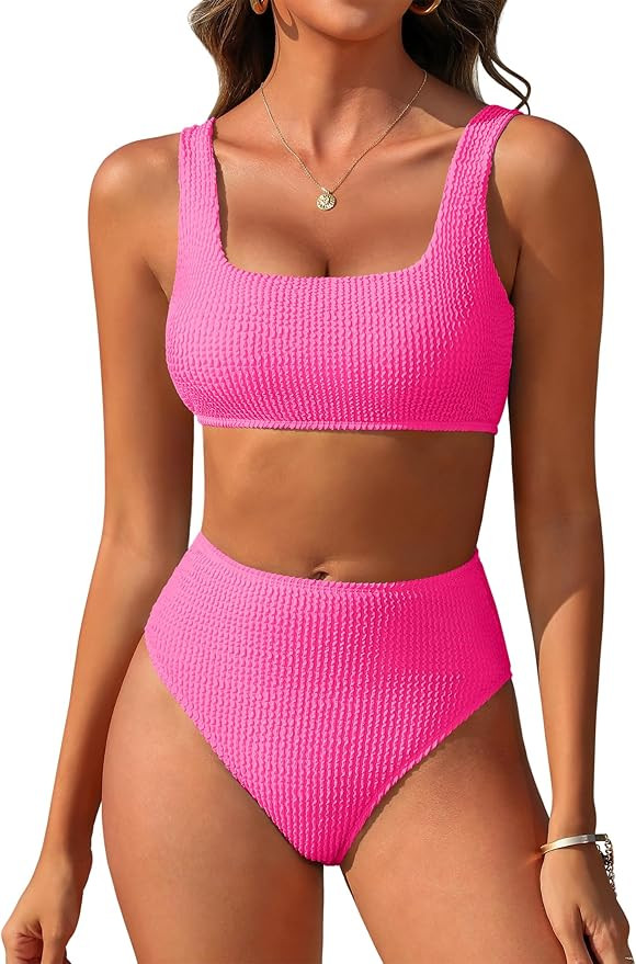 ANRABESS Women Swimsuits Two Piece Bikini Set High Waisted Ribbed Tummy Control Modest Bathing Su... | Amazon (US)