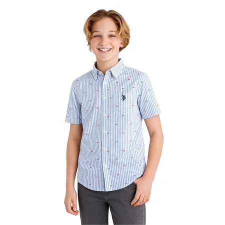 U.S. Polo Assn. Short Sleeve Button-Up Shirt for Boys, Size 4-18 | Walmart (US)
