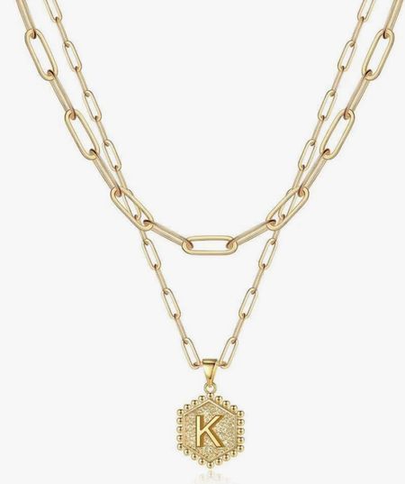 Another one of my daily go to’s. 14K Solid Gold Over Layering Necklaces -Hexagon Letter Initial from Amazon. 

#LTKstyletip