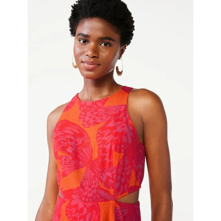 Scoop Women's Linen Cutout Midi Dress | Walmart (US)