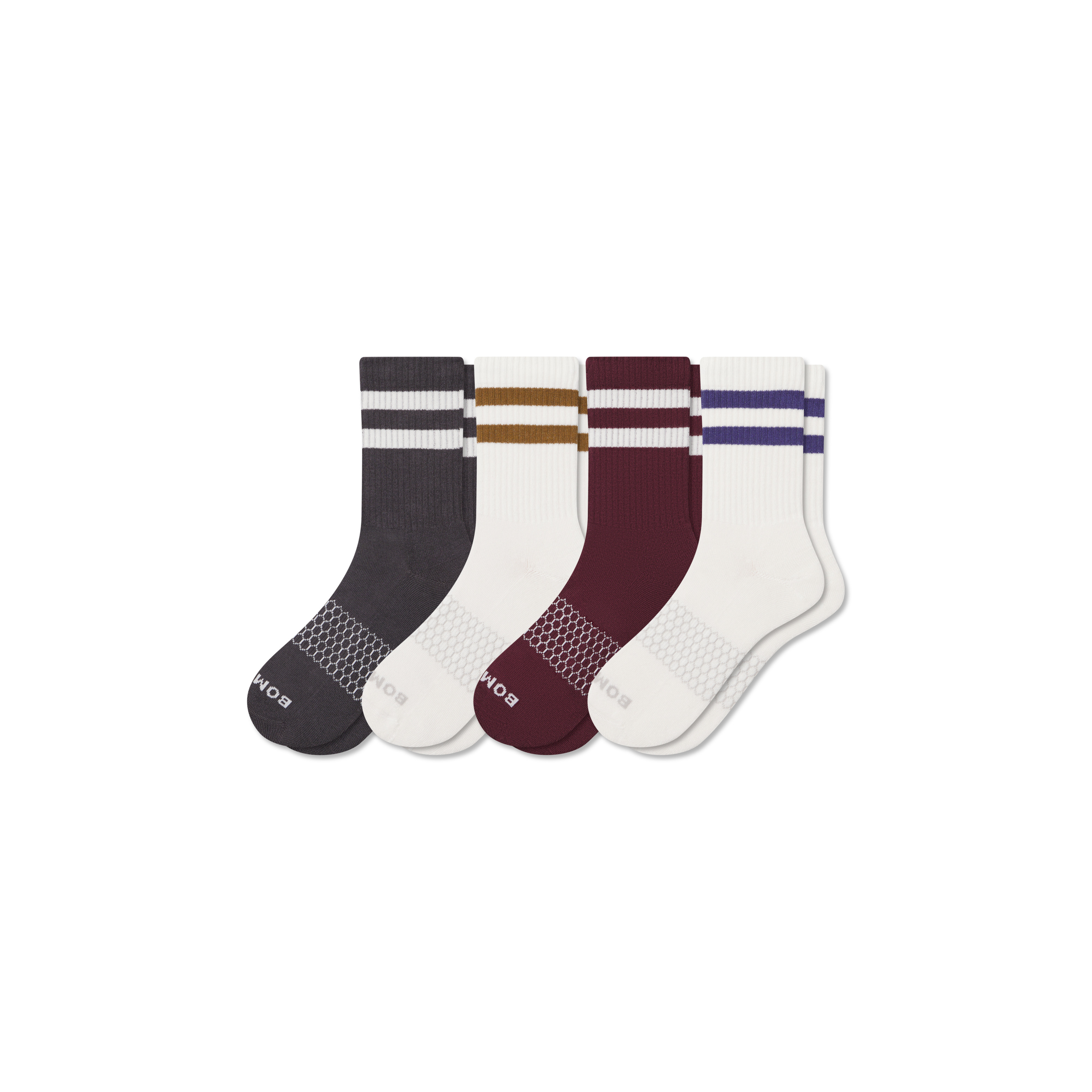 Men's Vintage Stripes Half Calf Sock 4-Pack - Indigo Steel Mix - Large - Cotton Blend - Bombas | Bombas