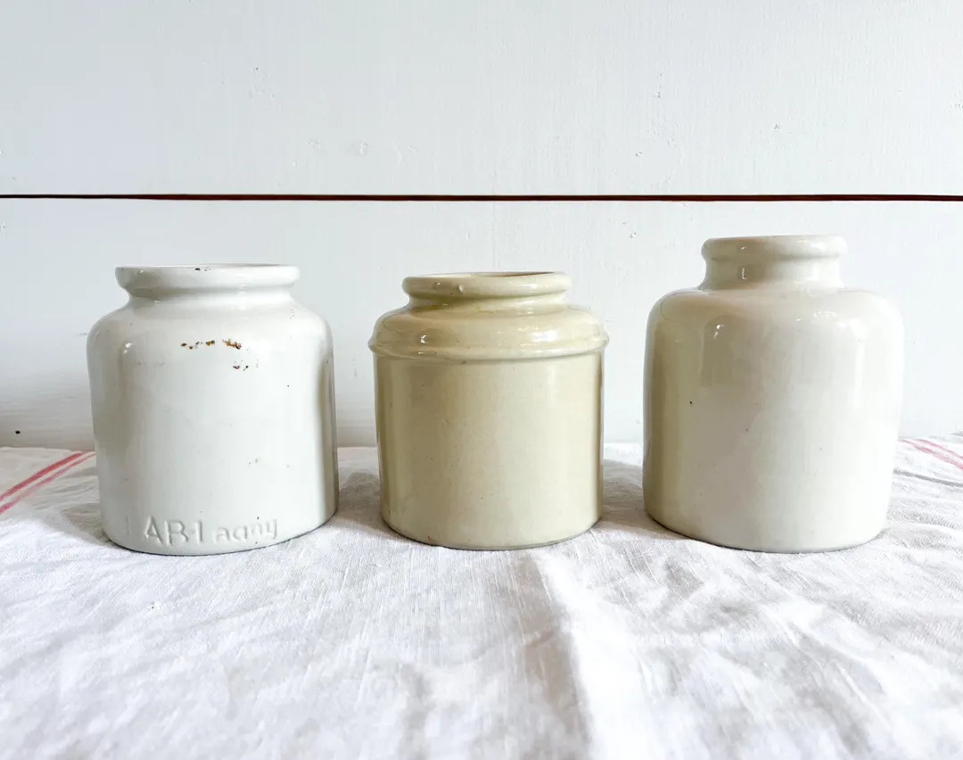 Beautiful Vintage French Mustard Jar, French Creamy White Stoneware Crock, Lab Lagny Jar, Found i... | Etsy (US)