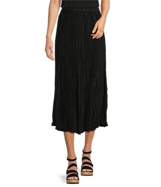 Eileen Fisher Crinkle Silk Pleated Midi A-Line Skirt | Dillard's | Dillard's