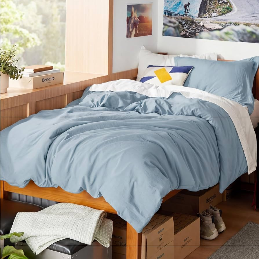Bedsure Celestial Blue Duvet Cover Twin/Twin XL Size - 2 Pieces Prewashed Cotton-Like Polyester E... | Amazon (US)