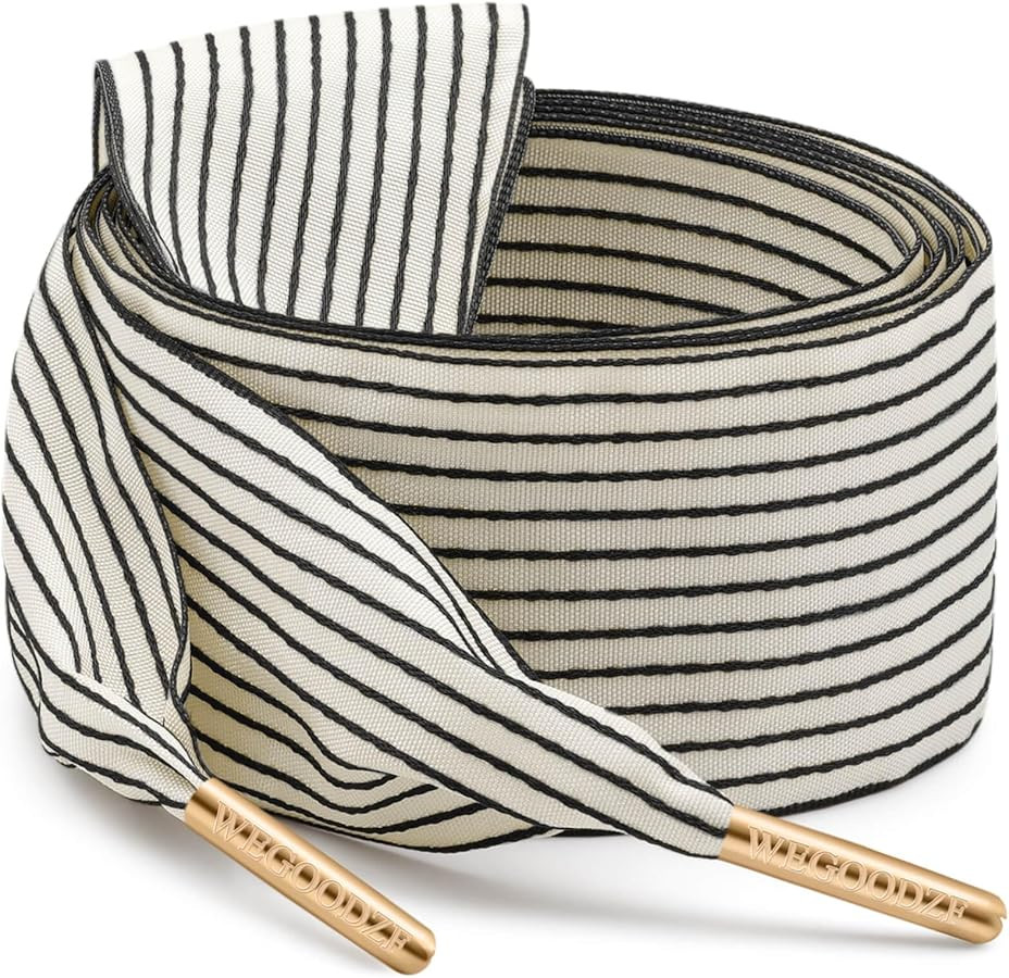 Stripe Ribbon Shoelaces for Sneakers: 1 Pair 4CM Wide Striped Shoe Laces | Amazon (US)
