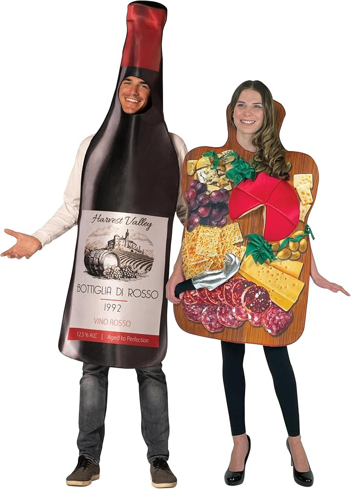 Rasta Imposta Charcuterie Board and Get Real Red Wine Bottle Couple Halloween Costume, Men and Women, Adult One Size | Amazon (US)