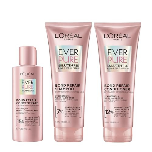 L'Oreal Paris Bond Repair Shampoo, Conditioner and Sulfate Free Pre-Shampoo Treatment, For Colored, Bleached or Damaged Hair, 3 Count | Amazon (US)