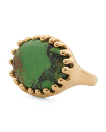 Made In India 18kt Gold Plated Sterling Silver Mohave Turquoise Ring | TJ Maxx